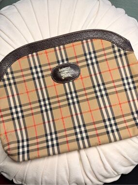 Burberry Vintage Nova Check Brown Canvas Pouch